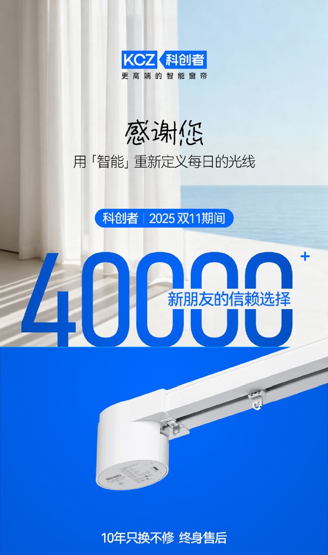 双十一智能窗帘领导者:科创者(KCZ)窗帘重塑家居生活新范式(图1)